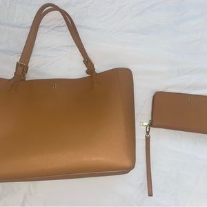 LIKE NEW Tory Burch matching tote & wallet